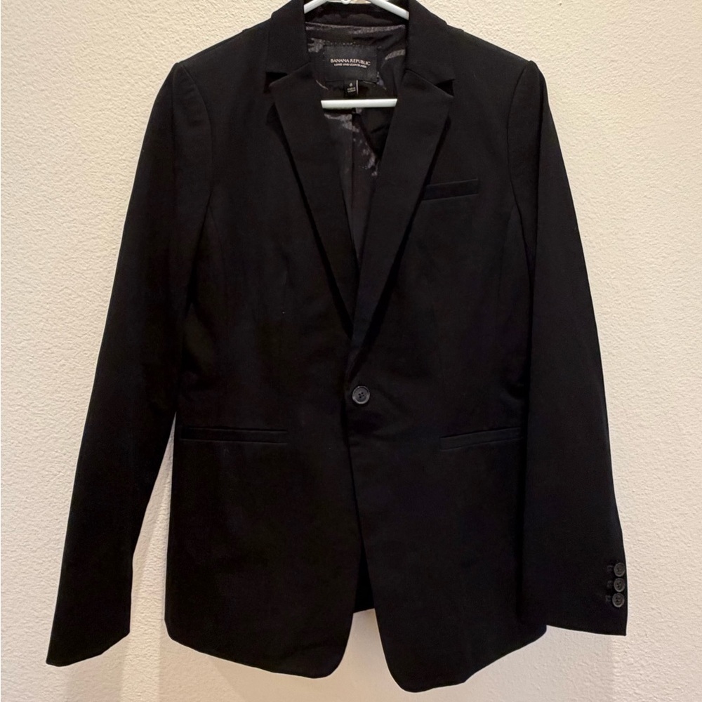 Banana Republic Long & Lean Blazer Black Women’s Size 6 Classic Tailored Look